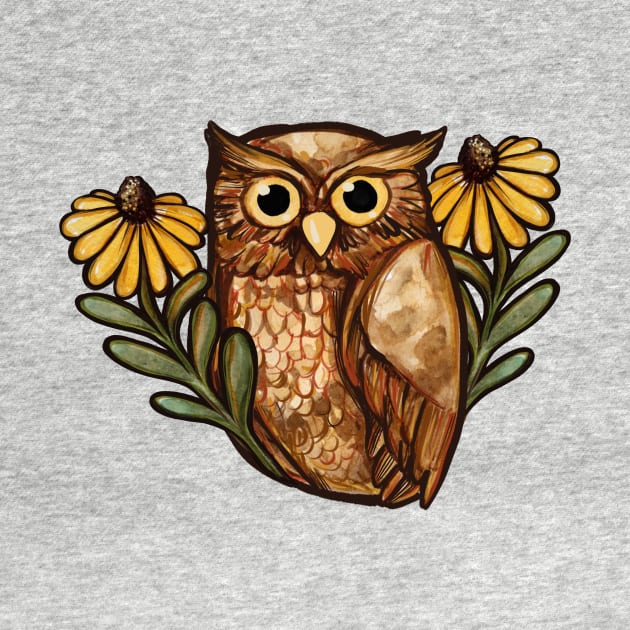 Black Eyed Susan Daisy Owl by bubbsnugg